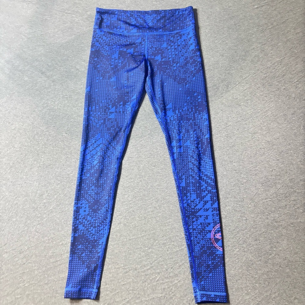 Zumba Wear XSpicy Blue Geometric Triangle‎ Print Athletic Leggings XS Womens
